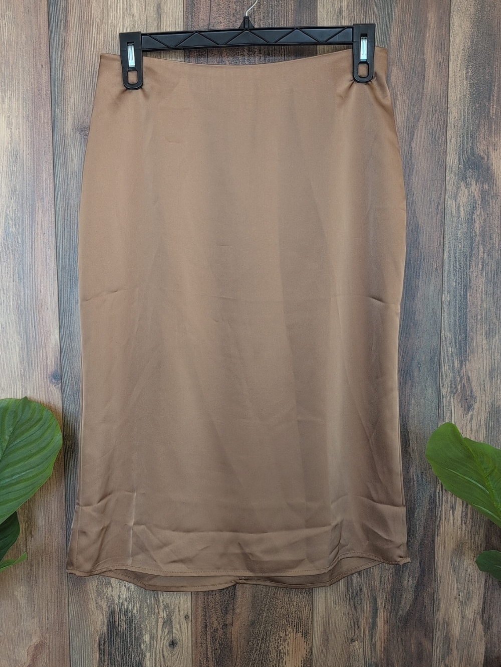 Baltic Born Brown Satin Midi Slip Skirt NWT XL          F272